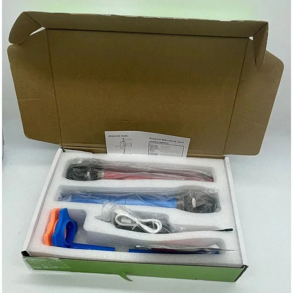 Wireless Microphone Karaoke Microphone With DC-DC‎ Boost Blue & Red Tested - Picture 2 of 6